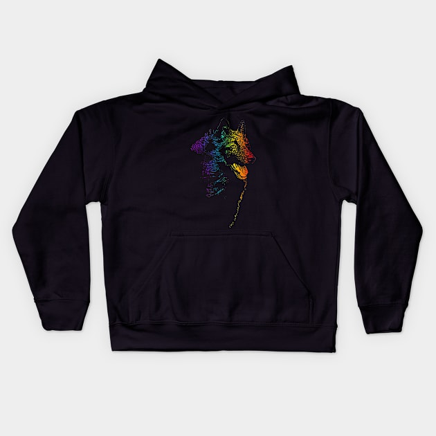 Rainbow Groenendael Kids Hoodie by childofthecorn